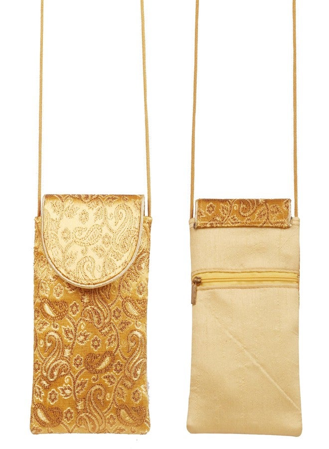 Indtresor Handcrafted Indian Traditional Paisley Floral Strong Gold Color Tassel Handle Vintage Party Magnetic Locking System Wedding Gift Evening Purse Handbag For Women. - Image 3